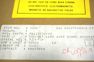 CAE ELECTRONICS MA115536.03 PC BOARD 35181 MA11553603