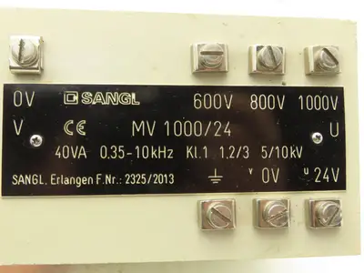 Sangl MV1000/24 Power Transformer 40 VA 0.35-10kHz KL1 1.2/3 5/10kV