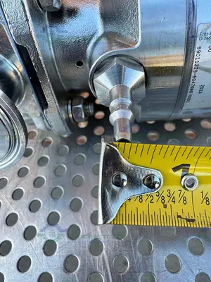 USED GEMU 9650 STAINLESS STEEL PNEUMATIC DIAPHRAGM VALVE WITH/ 1" SANITARY FITTING