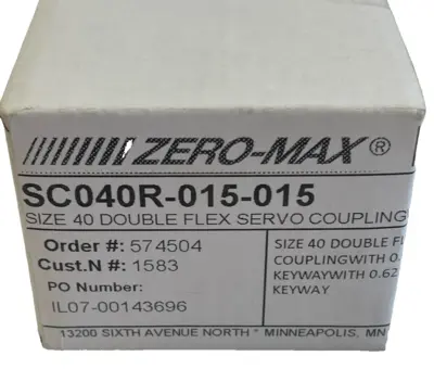 NEW ZERO-MAX SC040R-015-015 SIZE 40 DBL FLEX SERVO COUPLING SC040R015015