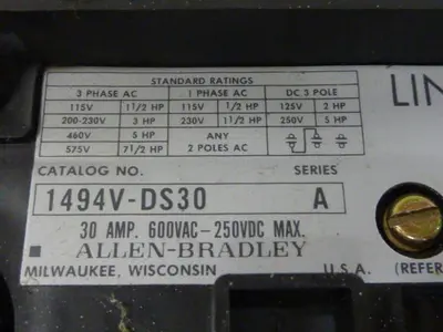 USED ALLEN BRADLEY 1494V-DS30 SER A