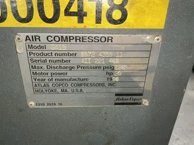 Used 1996 ATLAS COPCO GA 15 Rotary Screw & Sliding Vane Air Compressors Ohio US | HGR 24 #1460577