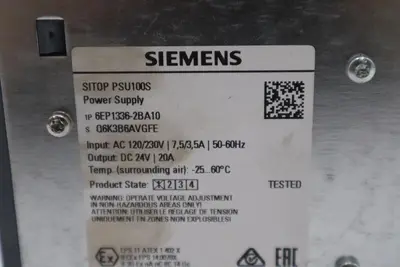Siemens 6EP1336-2BA10 SITOP PSU100S Power Supply 24V DC 20A Output #K-1102-A