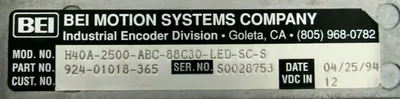 USED BEI 924-01018-365 ENCODER H40A-2500-ABC-88C30-LED-SC-S 92401018365