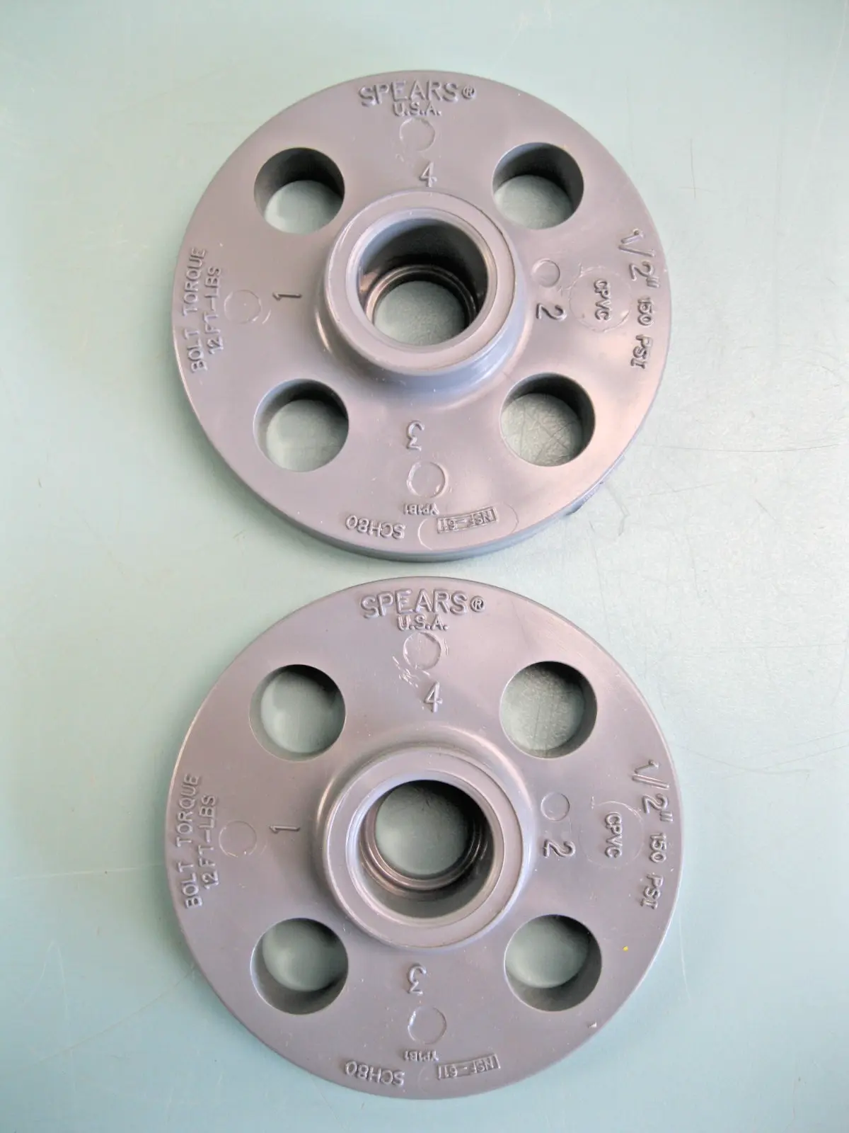 NEW Lot (2) 1/2" 150# Spears Schedule 80 CPVC Flange H7