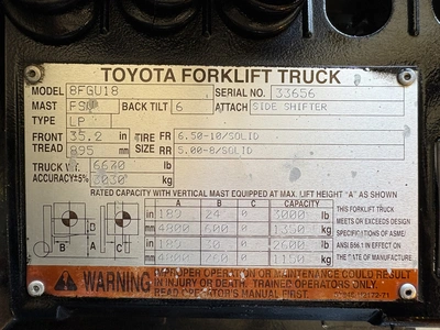 Used 2013 TOYOTA 8FGU18 Misc Forklifts Wisconsin US | Forklifttrader.com #1300371