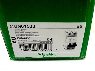 NEW BOX OF 6 SCHNEIDER ELECTRIC MGN61533 CIRCUIT BREAKER C60H-DC 25A