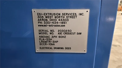 60" Wide ESI Servo Cross Cut Saw, Model ASC, New in 2020