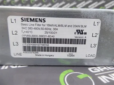 Siemens 6SL3000-0BE21-6DA0 Basic Line Filter for 16kW ALM/SLM and 20kW BLM Used