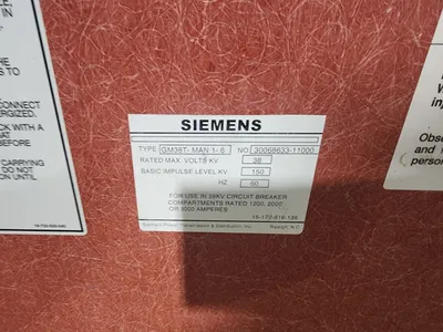 Siemens GM38T-MAN Manual Test Device 6 Stud GMI Breaker 38KV 1200A 2000A 3000A