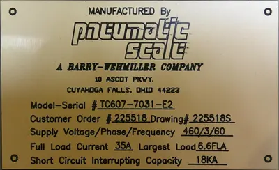 USED PNEUMATIC SCALE TC607