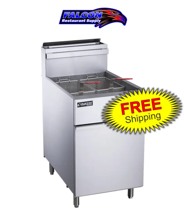 New | in-Stock Dukers New Dukers DCF5-NG Natural Gas Floor Fryer with 5 Tube Burners 70lbs 150,000 BTU on Legs Cookers / Coolers / Fryers Illinois US | Falcon Restaurant Supply #1376307