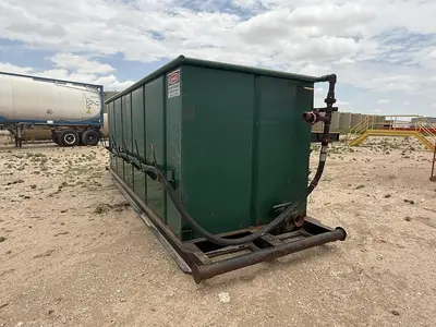Used OPEN TOP TANK 2 COMPARTMENT, SKIDDED, W/ GAS BUSTER Carbon Steel Tanks Texas US | Bx Tank Supply #1094787