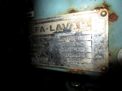 Alfa-Laval BRPX 207 SGV-39-60 clarifier, 316SS.