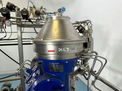 Alfa-Laval BTPX 205 SGD-34 CDP-60 clarifier centrifuge skid, 316L SS.