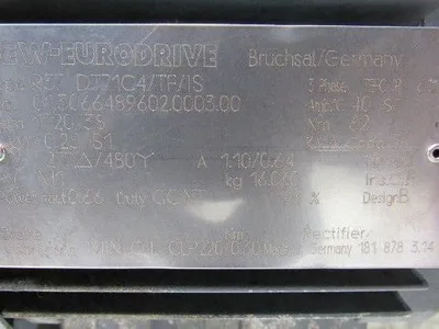 Sew Eurodrive R37 DT71C4/TF/IS 45:1 Ratio 0.25kW 38RPM 277/480V Gear Motor