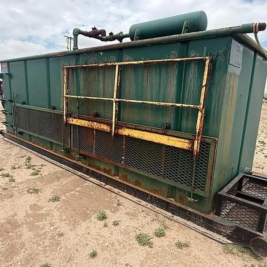 USED OPEN TOP TANK 2 COMPARTMENT, SKIDDED, W/ GAS BUSTER