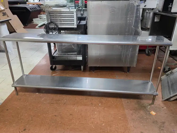 Used Falcon Restaurant Supply Used 72" Stainless Steel Table Over Shelves - SS335 Racks/Shelving Illinois US | Falcon Restaurant Supply #1375196