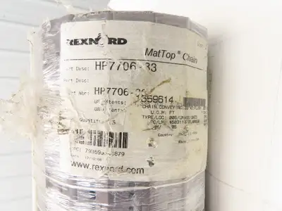 Rexnord HP7706-33 MatTop Perforated Top Plastic Conveyor Chain 33"W 10' Length