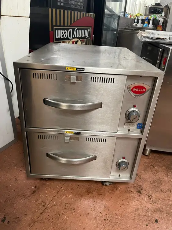 Used Wells Used Wells RWN-2 Narrow 2 Drawer Freestanding Heated Holding Food Chip Warmer - 120V Hot Food Warming, Holding, & Transport Cabinets Illinois US | Falcon Restaurant Supply #1375873