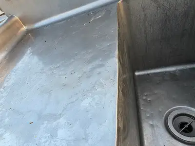Used Southern Stainless Used 108" Stainless Steel 4 Compartment Sink with Sprayers and Twist Drains - FG9 - SS403 Sinks Illinois US | Falcon Restaurant Supply #1373527