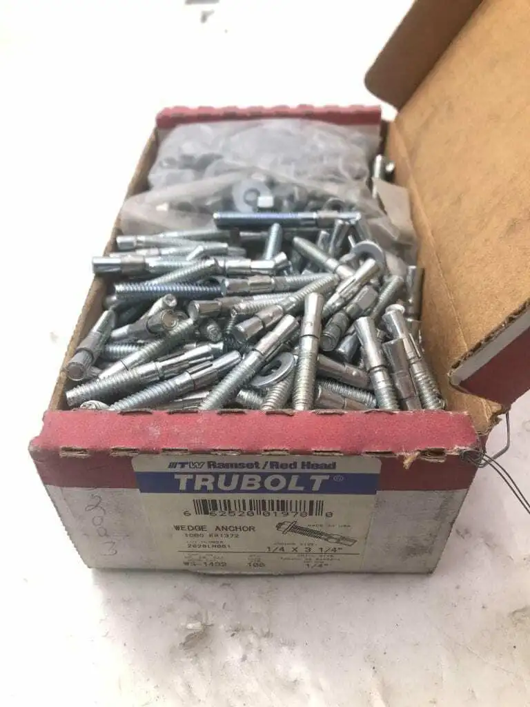 Trubolt WS-1432 1/4″ X 3-1/4″ Steel Wedge Anchor; 1/4″ Drill Size -NIB of 100