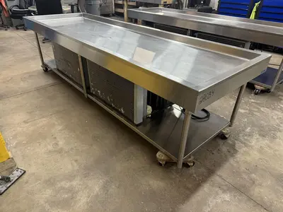 USED 2016 LESLIE FISHER ENGINEERING INC. STAINLESS STEEL CHILLER TABLE