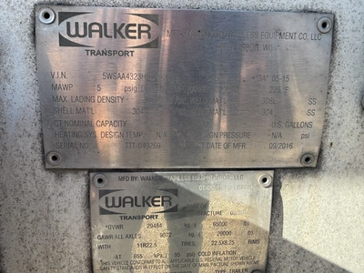 Used 2017 WALKER MILK TANKER TRAILER Tanker Trailers Michigan US | Miedema Asset Management Group #1709476