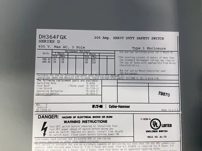 Used EATON DH364FGK Disconnects Ohio US | HGR 24 #1518345