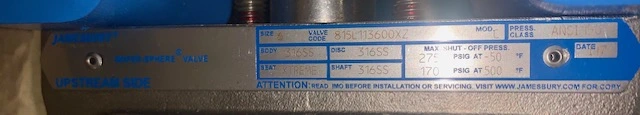 Jamesbury 6" Butterfly Valve with Pneumatic Actuator and Positioner New Storeroom Spare