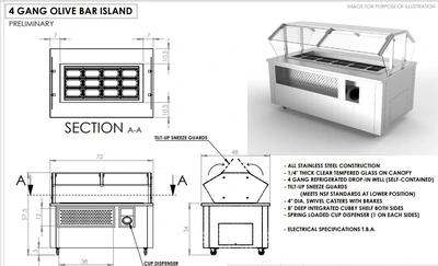 170-0030 72” Olive Bar Self Contained Island Cooler - Model: ASSY