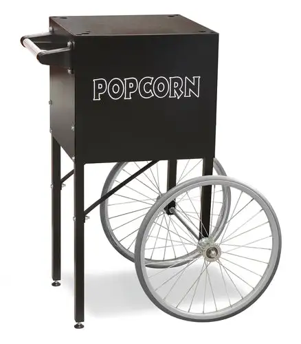 Gold Medal 2649MD Fun Pop Cart for 4 oz Popper w/ Storage Compartment & 2 Spoke Wheels, Midnight Black