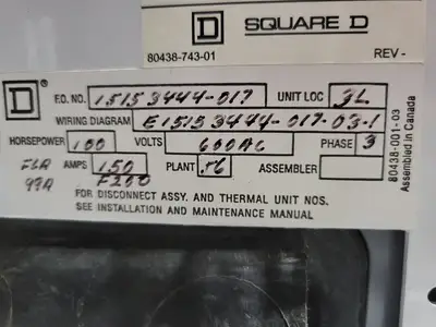 USED SQUARE D MODEL 6