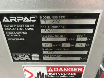 USED 2015 ARPAC TS-2100 TRAYSTAR
