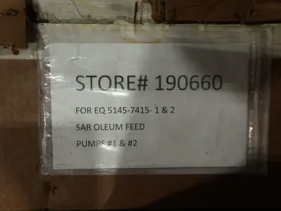 PALLET OF ASSORTED PUMP PARTS, DIAPHRAGM, RINGS, SEALS, COVERS, DRESSER RAND, FLOWSERVE