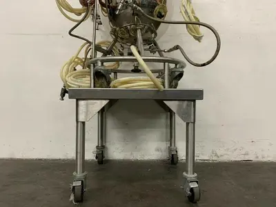 USED BIOLAFITTE 63 LITER STAINLESS STEEL JACKETED BIOREACTOR MAX WORK PRESSURE 2 BAR