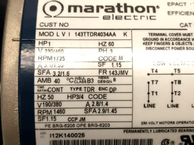 New | in-Stock MARATHON ELECTRIC 143TTDR4034AA A.C. Motors | Maverick Industrial Sales #1120746