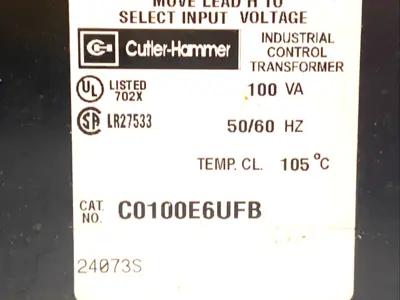 Used Cutler-Hammer Control Transformer 100VA w/ Primary Fuse Block Transformers Michigan US | Maverick Industrial Sales #1401081