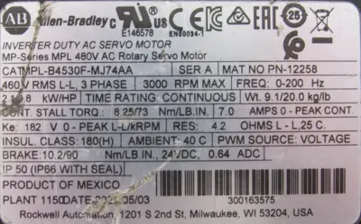 ALLEN BRADLEY MPL-B4530F-MJ74AA SERVO MOTOR MPLB4530FMJ74AA (NEW SURPLUS)