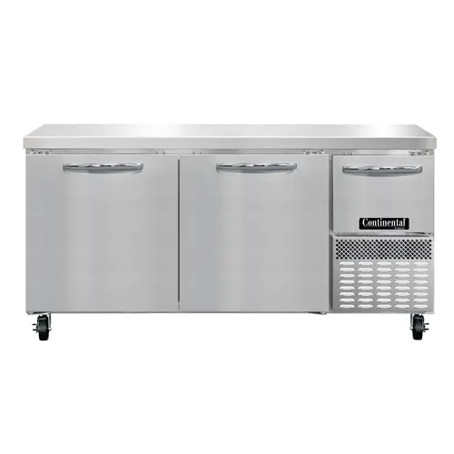 Continental FA68N 68" W Worktop Freezer W/ (3) Sections & (3) Doors, 115v