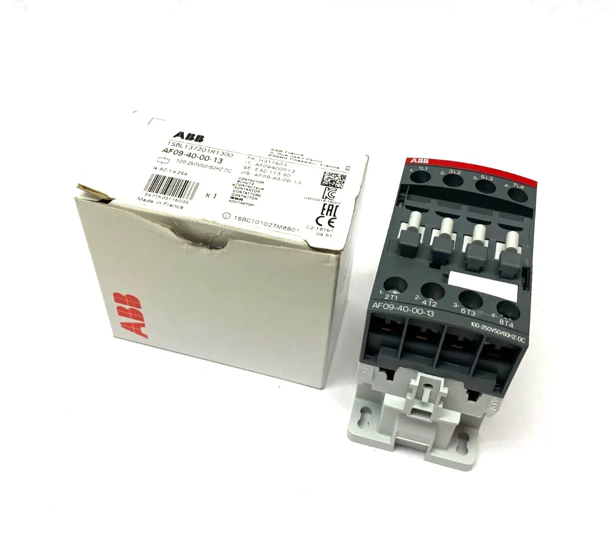 1SBL137201R1300,AF09-40-00-13 | ABB 1SBL137201R1300 4-Pole IEC Contactor 100-250V 50/60Hz AF09-40-00-13 - New – Open Box