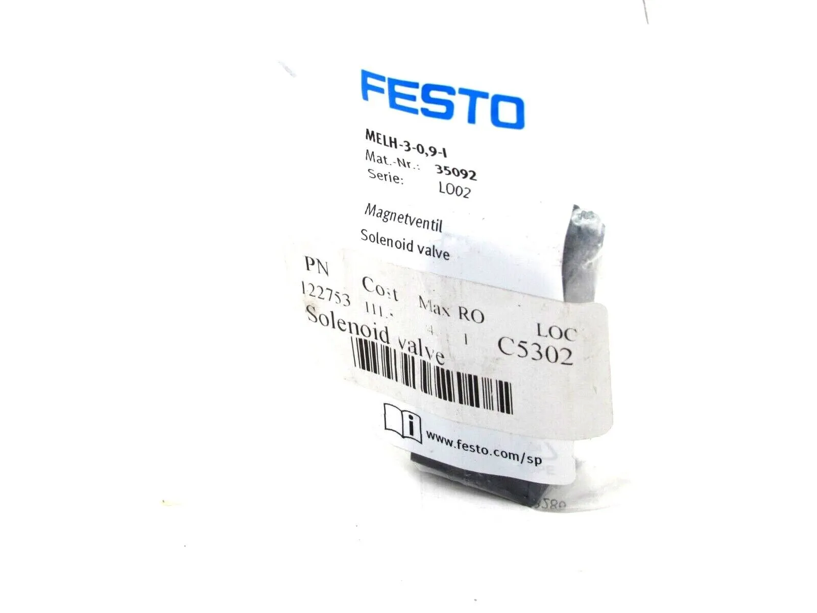 NEW FESTO MELH-3-0,9-I SOLENOID VALVE 35092 MELH309I