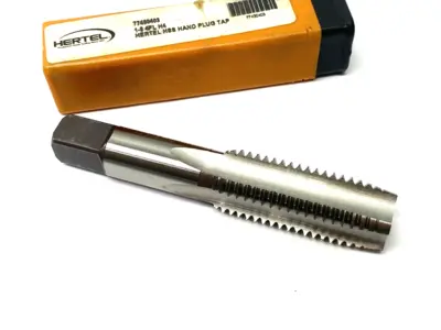 USED HERTEL STRAIGHT FLUTE TAP: 1-8 UNC, 4 FLUTE, PLUG CHAMFER, 3B CLASS