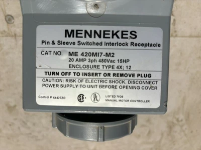 Mennekes ME420MI7 MECHANICAL INTERLOCK RECEPTACLE 20 AMP 4 W 480 VAC
