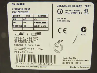 Siemens 3RK1205-0BE00-0AA2 Digital Safety Relay Input Outpu Module Lot of 2