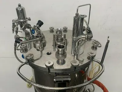 USED BIOLAFITTE 63 LITER STAINLESS STEEL JACKETED BIOREACTOR MAX WORK PRESSURE 2 BAR