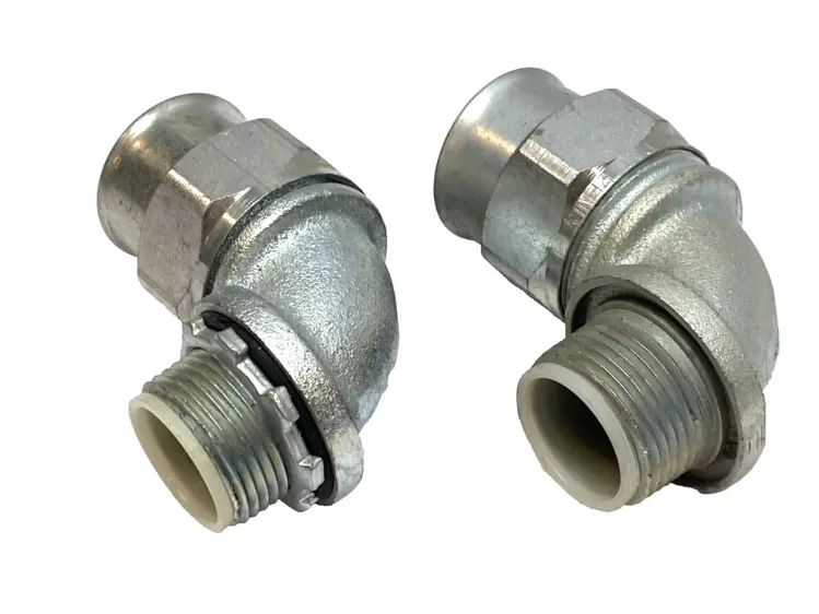 New | in-Stock Appleton Liquidtight 45° Connector 1-1/2" Malleable Iron LOT OF 2 Electrical Fittings Michigan US | Maverick Industrial Sales #1398301