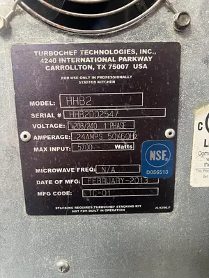 USED TURBOCHEF HHB2