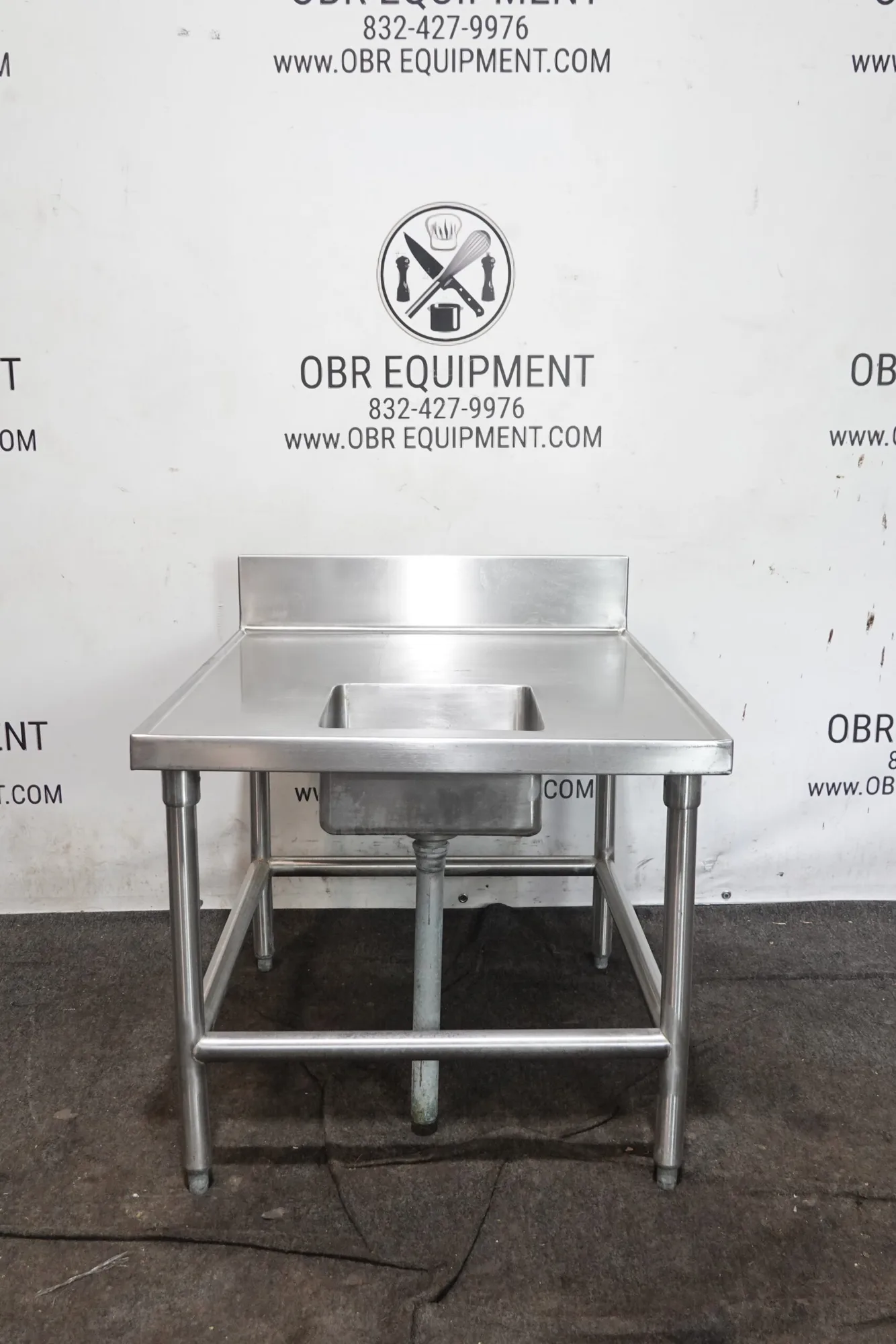 36”x30” STAINLESS STEEL ONE COMPARTMENT COMMERCIAL PREP SINK WITH BACKSPLASH