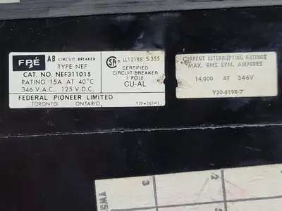 Used FEDERAL PIONEER NEF311015 Switchgears British Columbia CA | Lenmark #242376